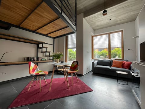 Modern studio with kitchen and bathroom