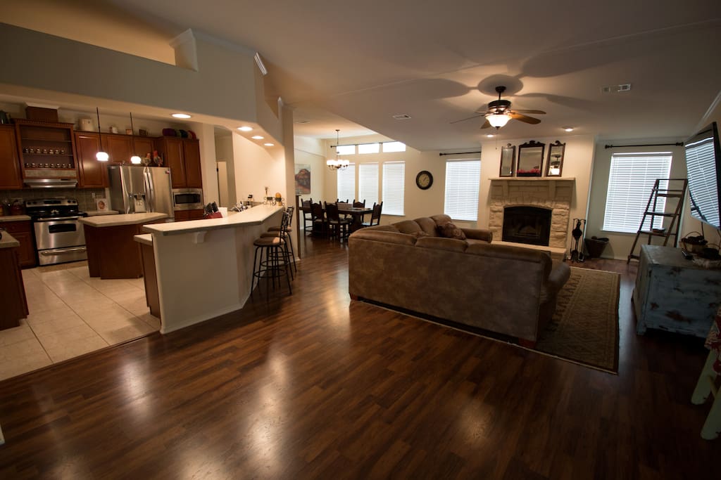 Living, Fireplace, Dining, Bar, Kitchen...open concept for entertaining.