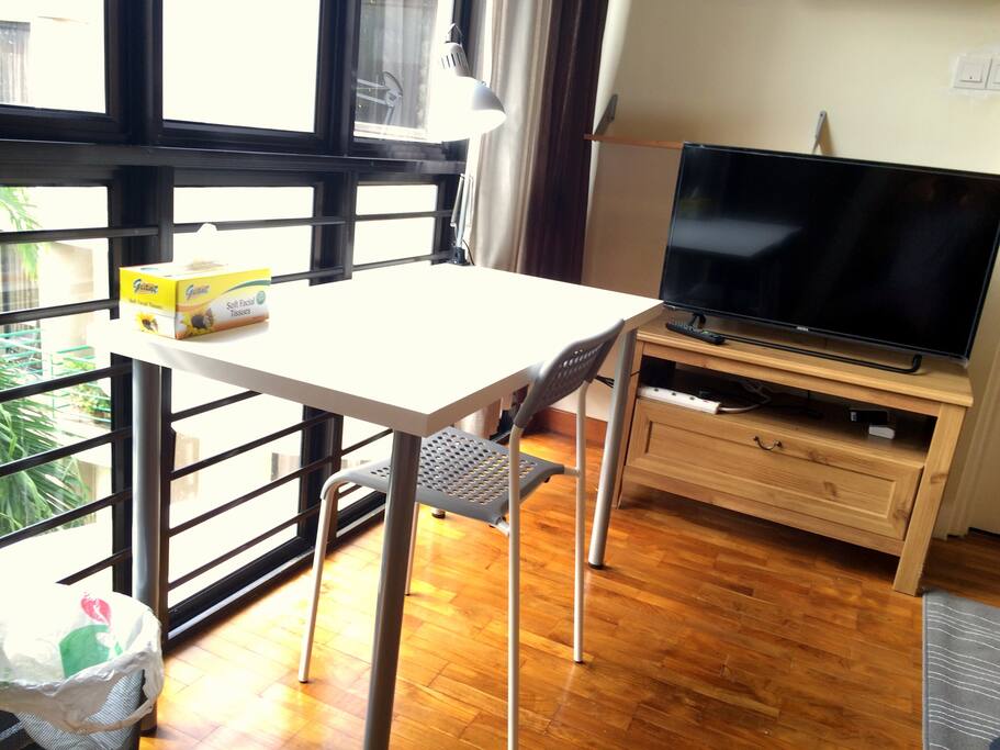 Spacious Work Desk with bright natural lighting