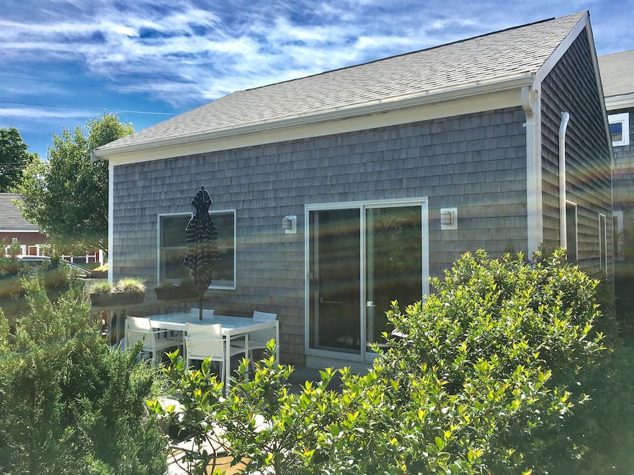 Private deck outside sliding door to living/dining room