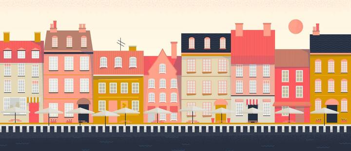 illustration of colorful buildings