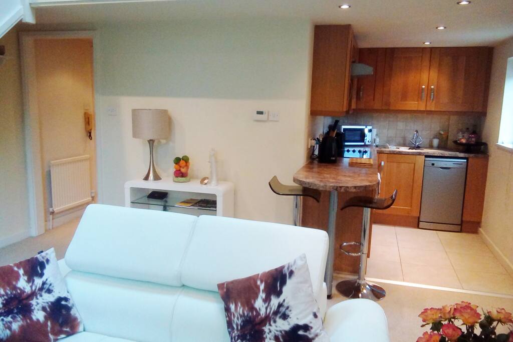View of kitchen from living room.