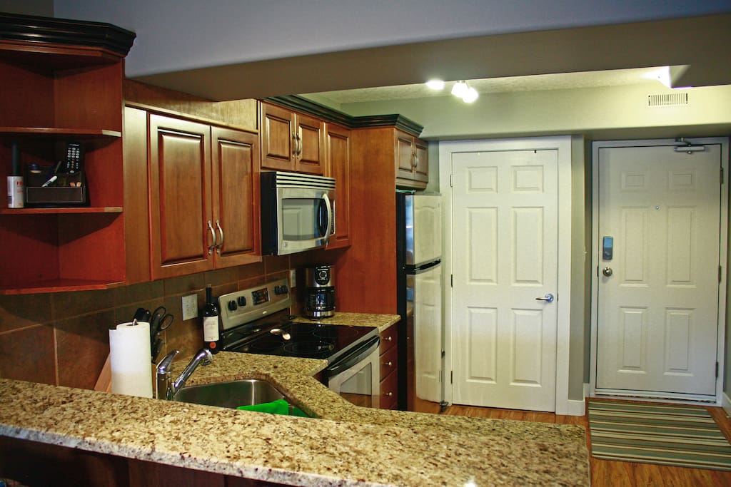kitchen, stainless steel appliances, laundry
