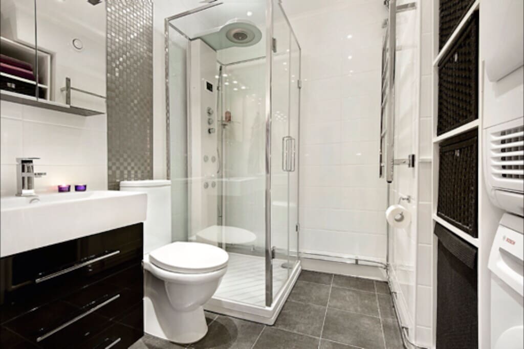 Bathroom with steam shower!