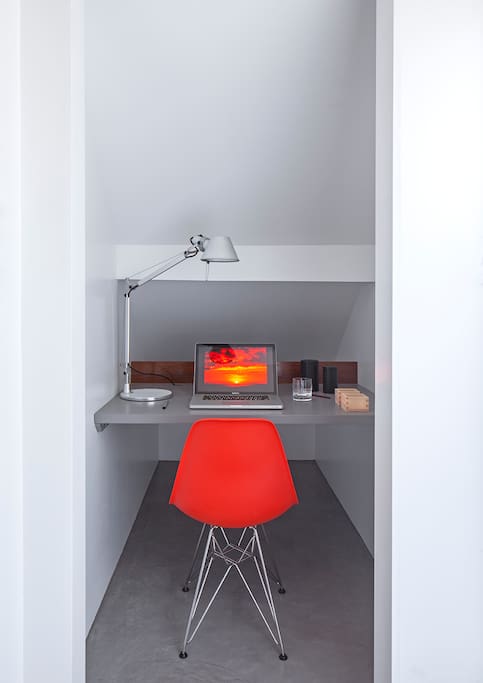 Work space affords some privacy Wi-fi is included