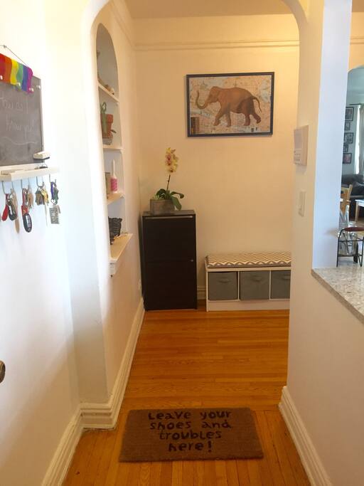 Come on in! Once you enter, please remove your shoes. We are happy to provide slippers for your comfort.