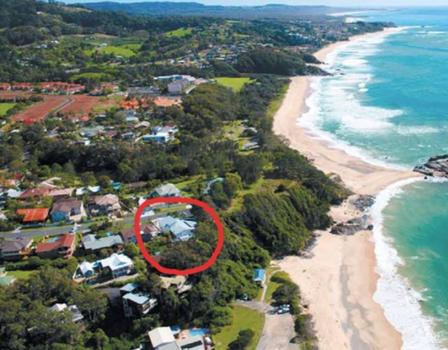 Aerial view of the house.