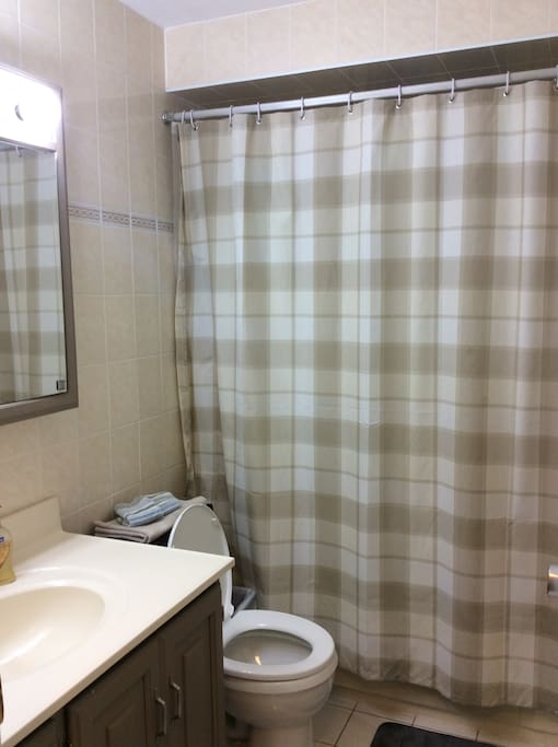 BATHROOM IS SHARED BUT ALWAYS KEPT CLEAN AND TIDY! EXTRA POWDER ROOM ON MAIN LEVEL TOO.