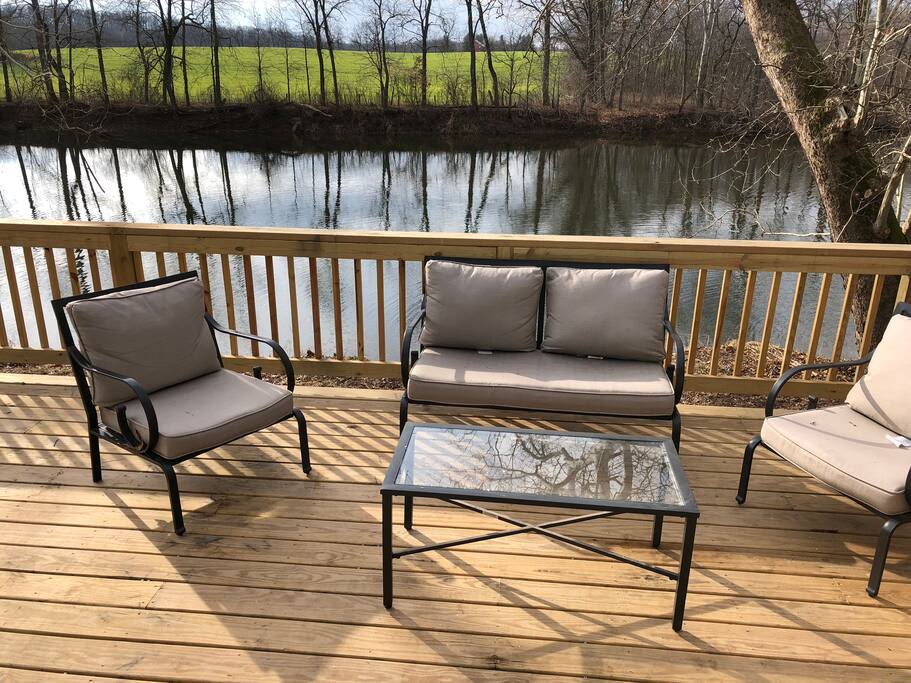 Deck overlooking river.