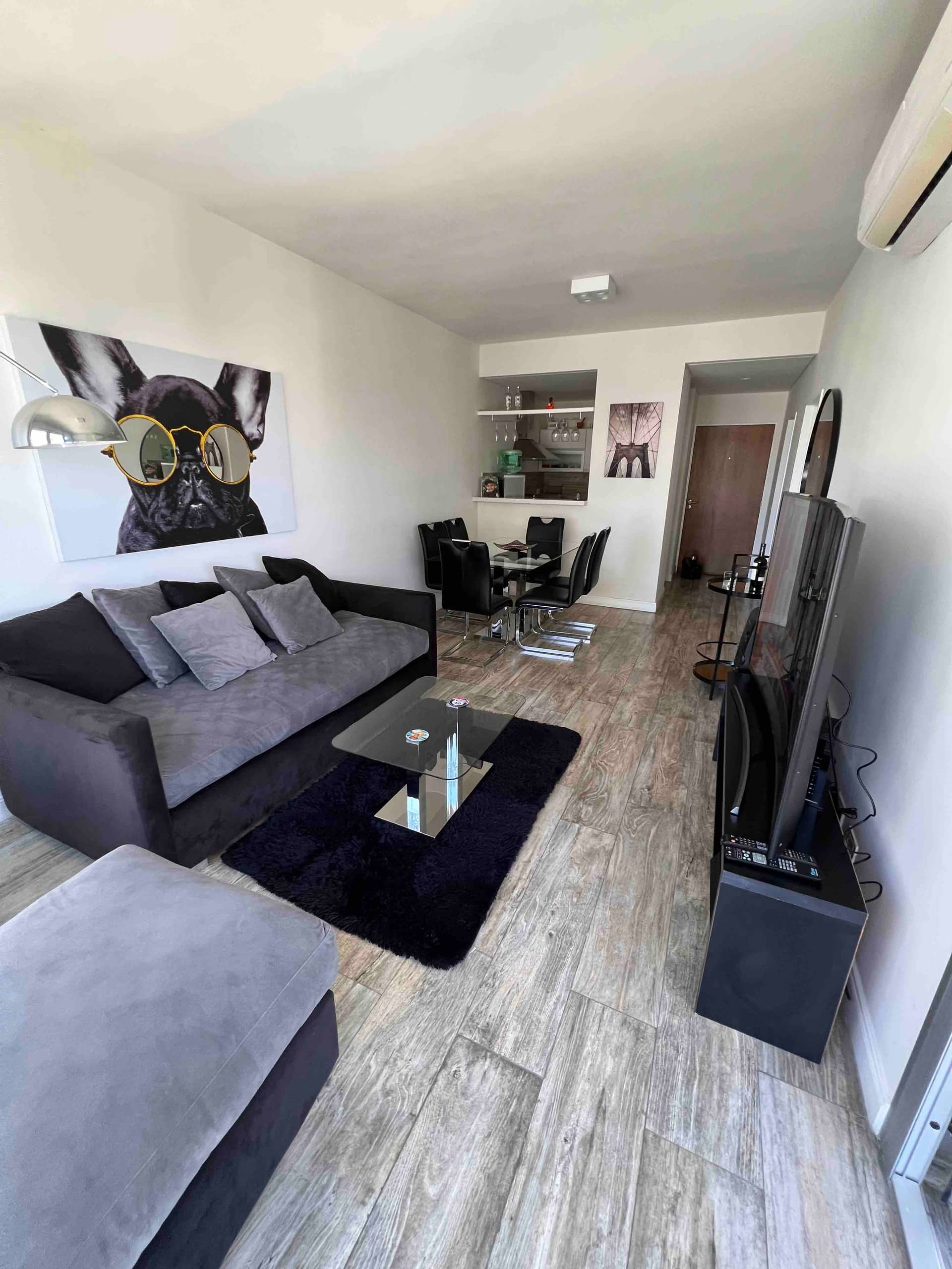 A spacious apartment with a river view