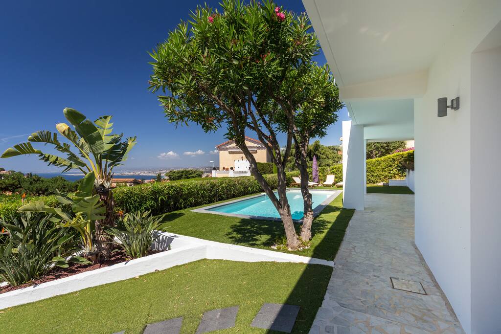 Private 7m x 4m natural salt heated pool with electronic alarm.