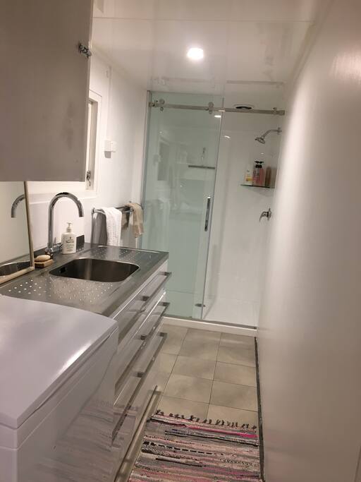 private shower and laundry down stairs