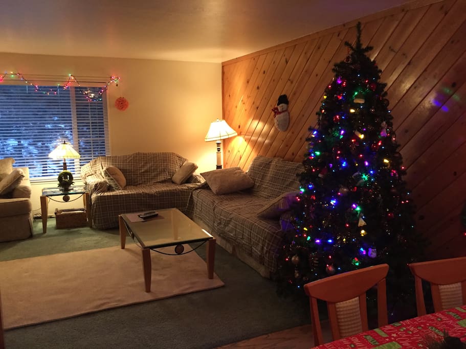Living Room with Holiday Decorations