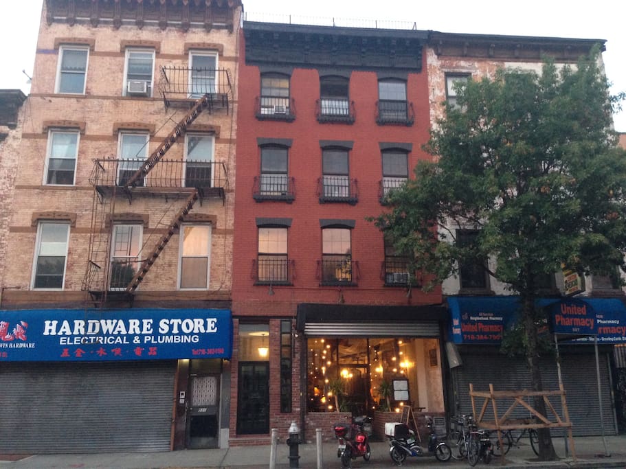 It's the middle building on the second floor