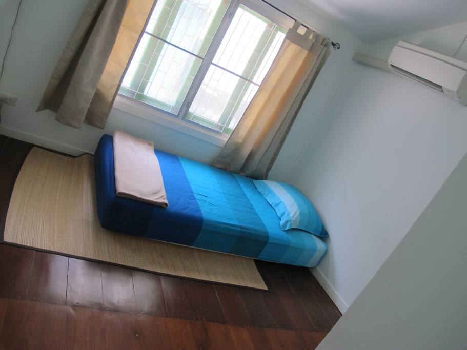 Private 1 double & 1 single bed with fan and AC