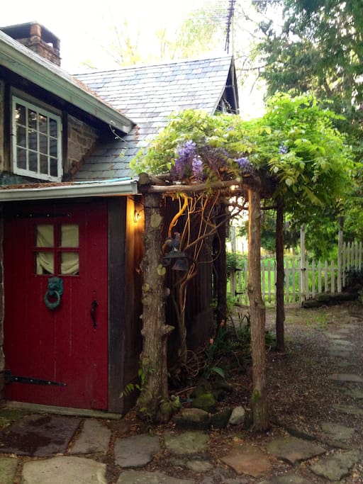 The front door of the cottage.