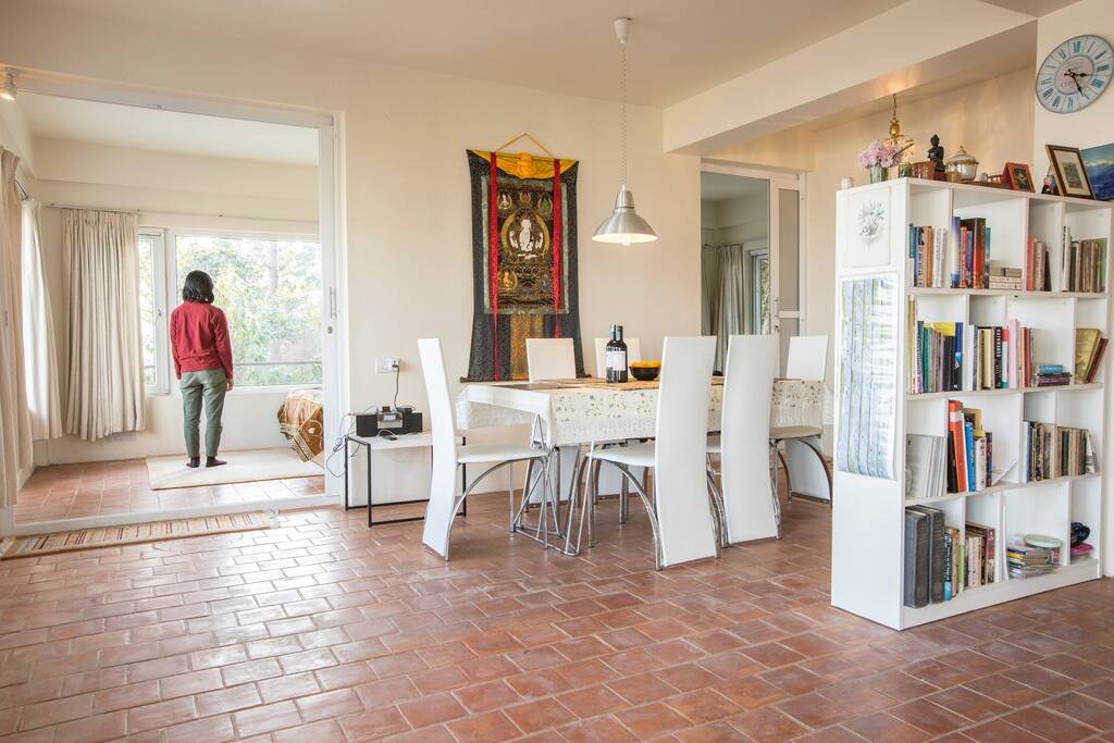 Enjoy our large living space with books, music, TV, and your own private kitchen!