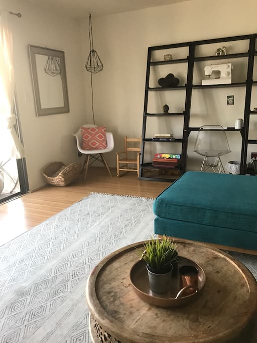 Reading nook to relax and a desk to get work done.