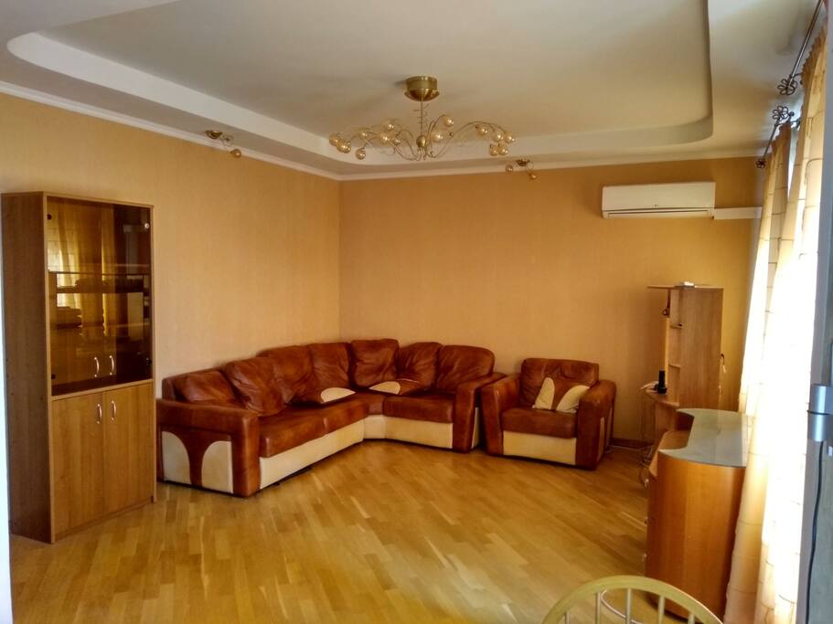 living room with convertible coach