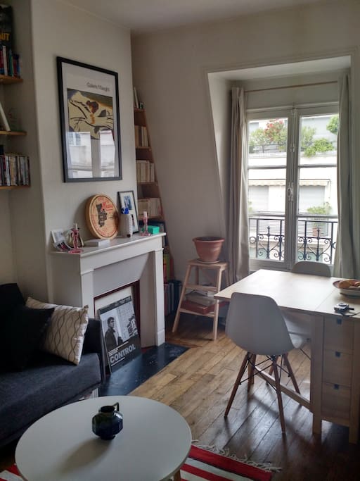 A nice living room where you can eat, watch movies or drink some French wine sitting on the sofa