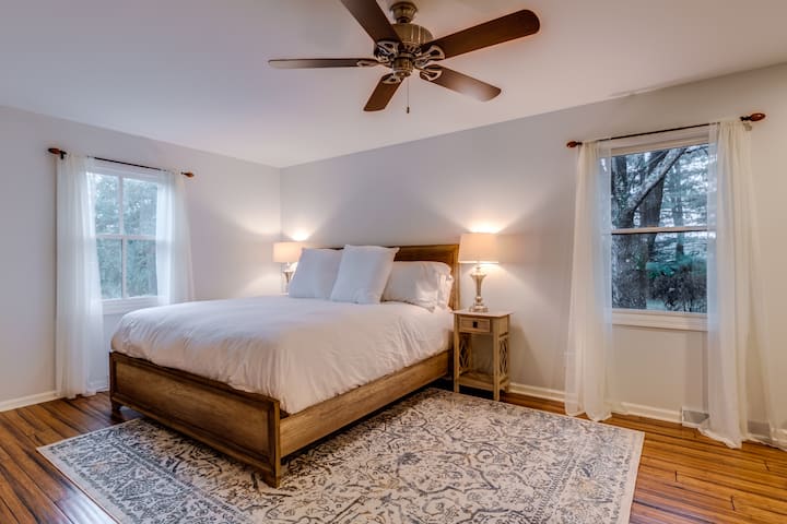 Bedroom #3 with King Bed and private bathroom suite.  Also includes dedicated workspace in room