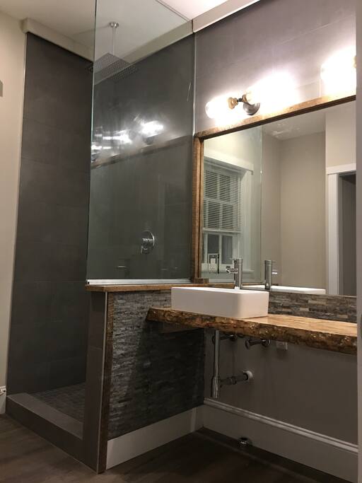 Vanity and shower