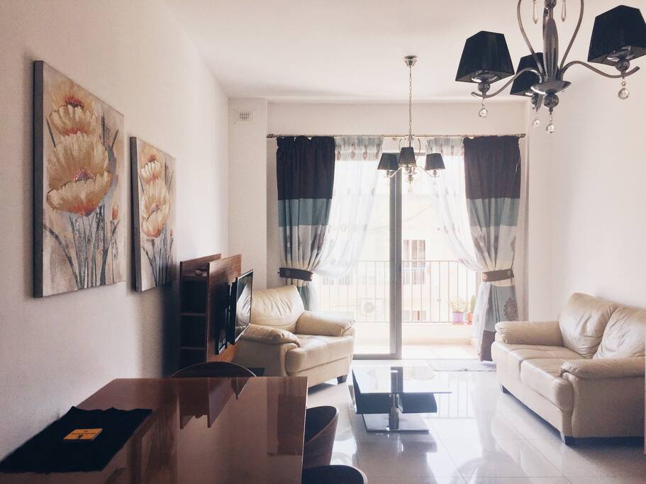Living room with small balcony