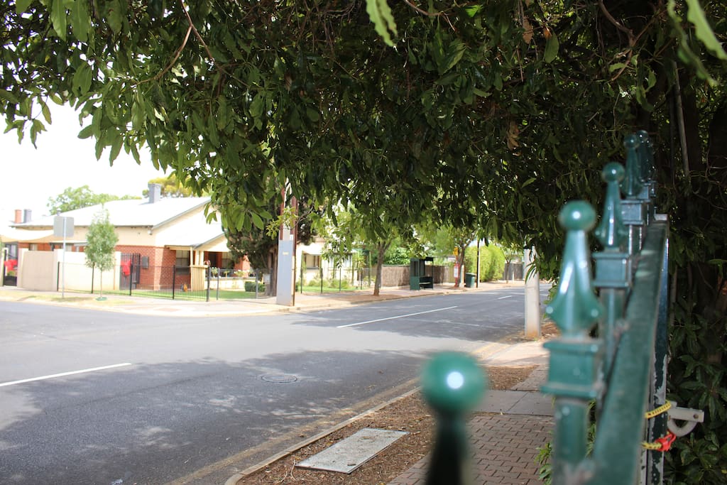 A view of how close the bus stop is from the front gate of the property. Bus 200 goes to the City from here.