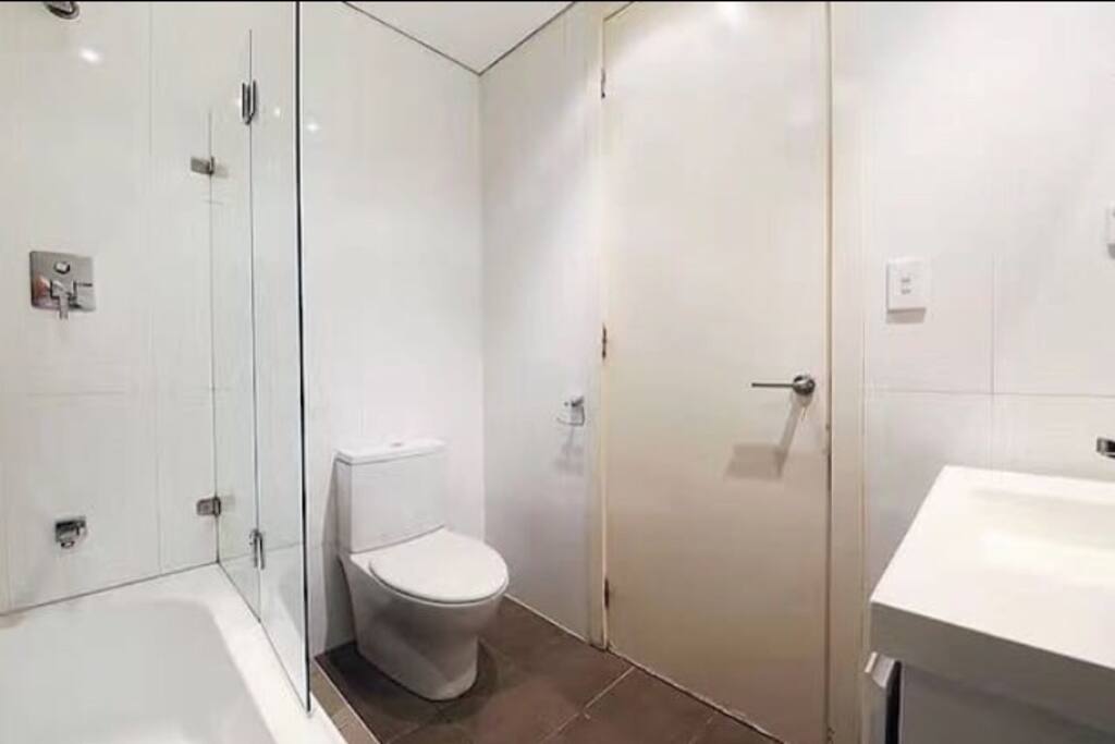 Bathroom with shower and tub.