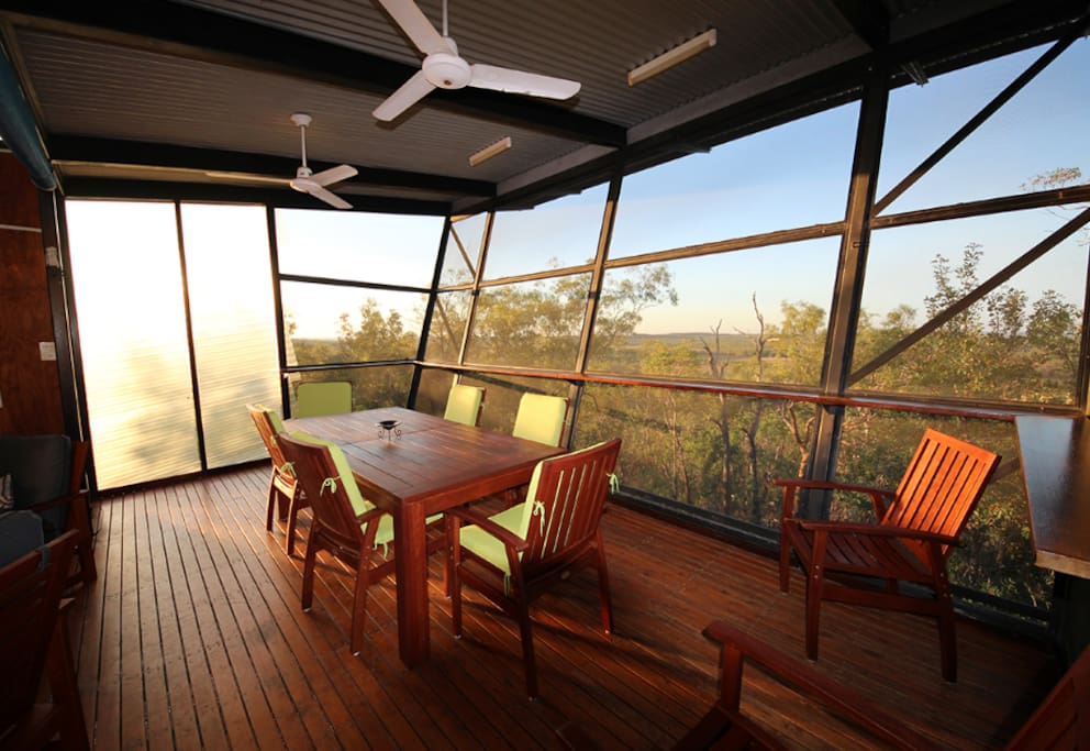 Eating area around sunrise