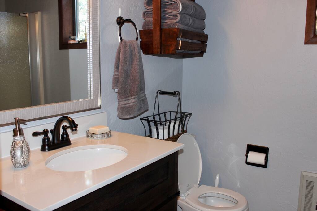 Upstairs bathroom with shower