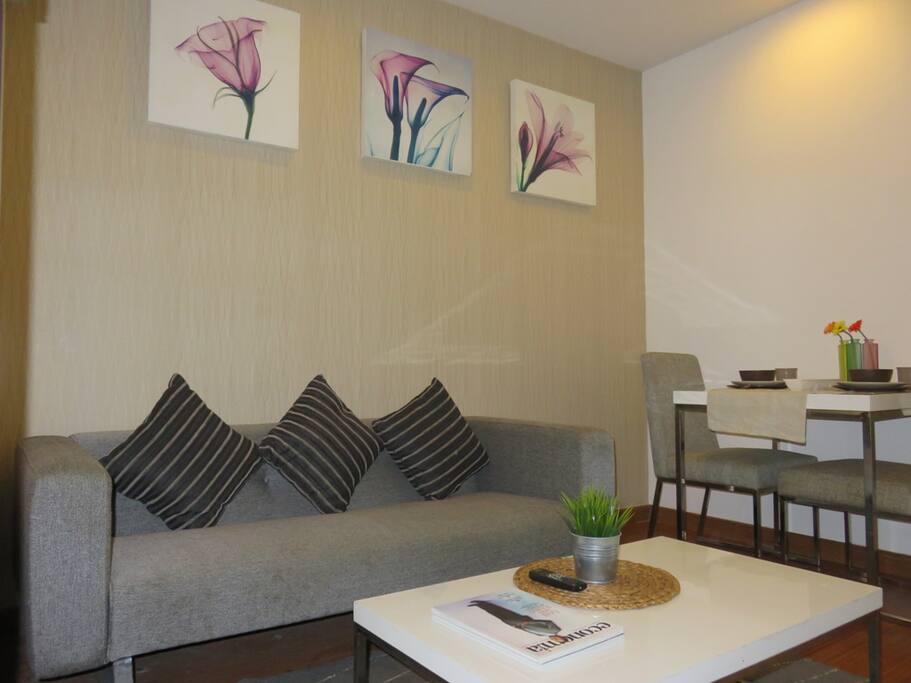 Living room with dinner table