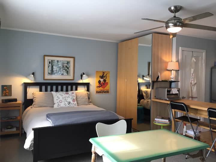 Private studio near open space, yet close to town.