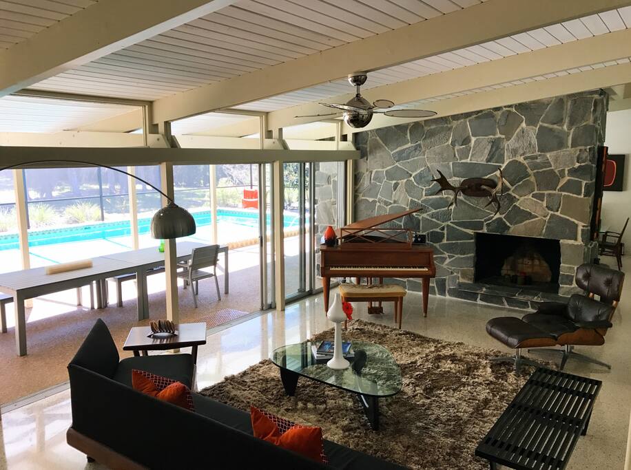 Living room opening out the pool area