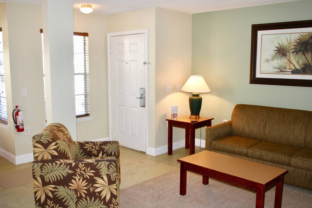 Cozy living room with a sleeper sofa