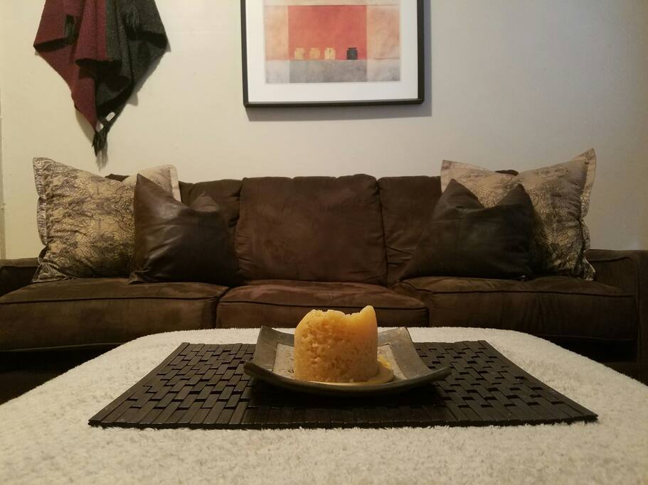 Convertible sofa-bed is just as comfortable as a plush couch.