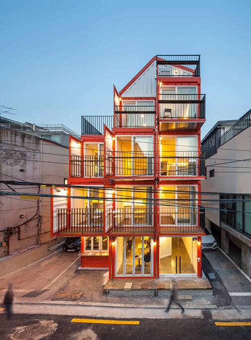 Orange cube house