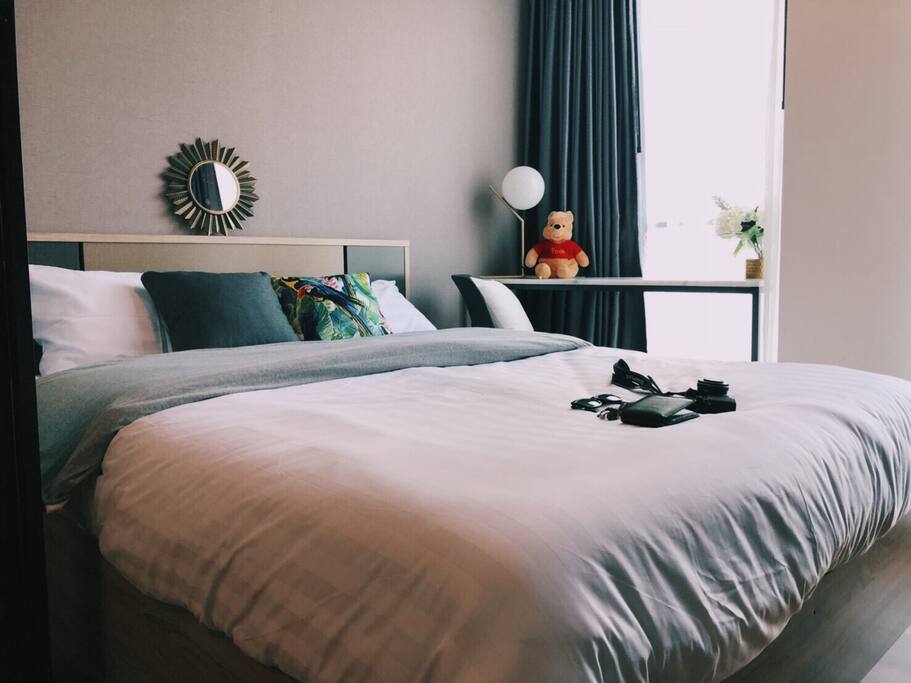 Cozy and comfortable bed queen size.