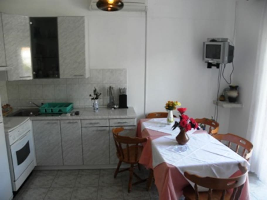 Kitchen with all equipment you need for cooking. Microwave, toaster , water boiler and lots of other stuff are included!
