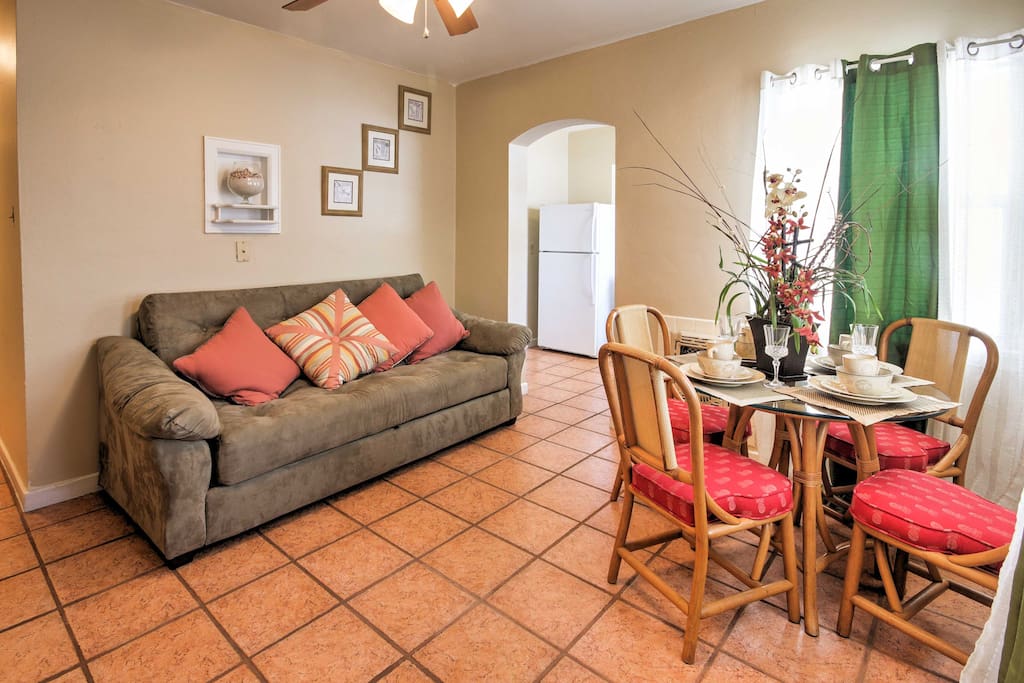 The cozy home features comfy furnishings, inviting decor and everything you need for a comfortable stay.