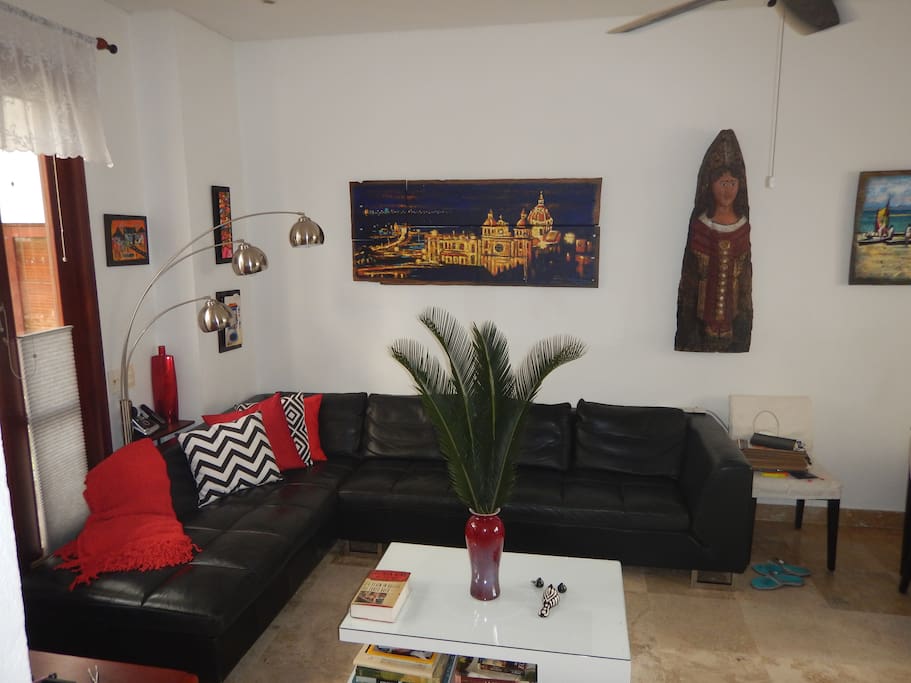 Our living area is decorated with local art work.