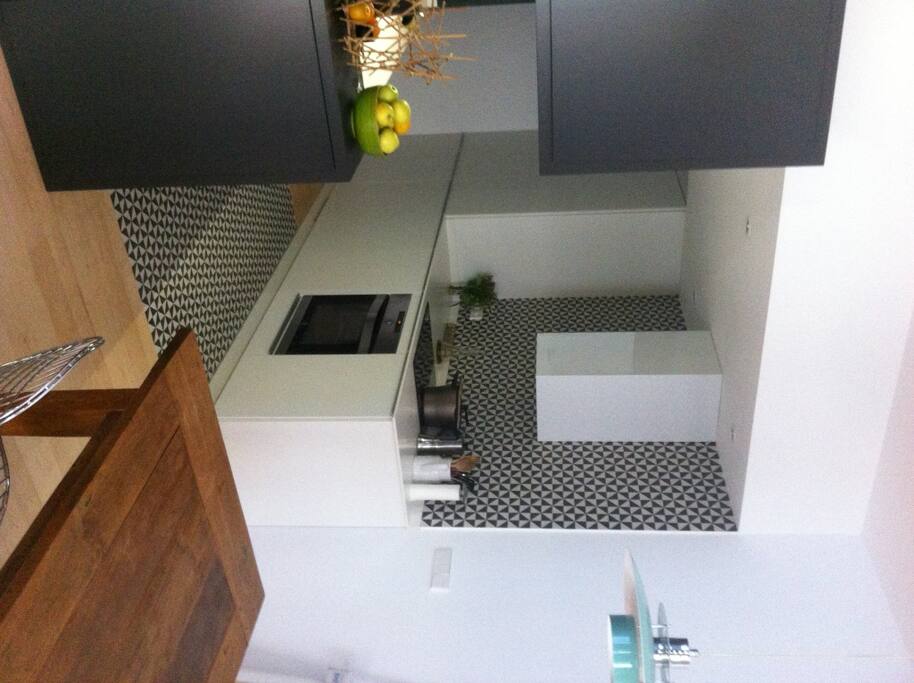 Cocina integrada y muy cómoda