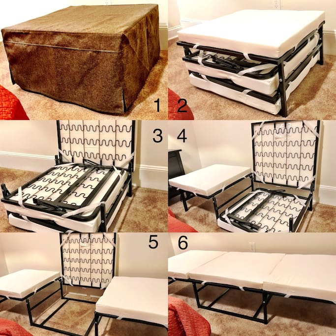 The ottoman in your room is also a single sleeper. Long enough for a 6’ tall person.