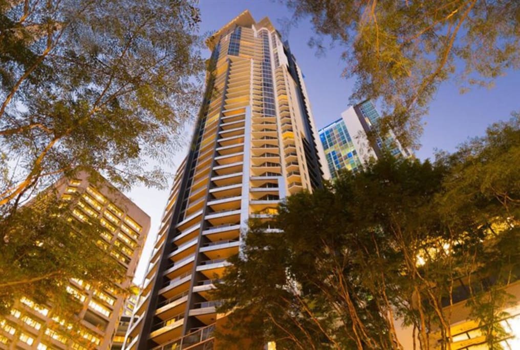 The apartment exterior, secure and so close to everything