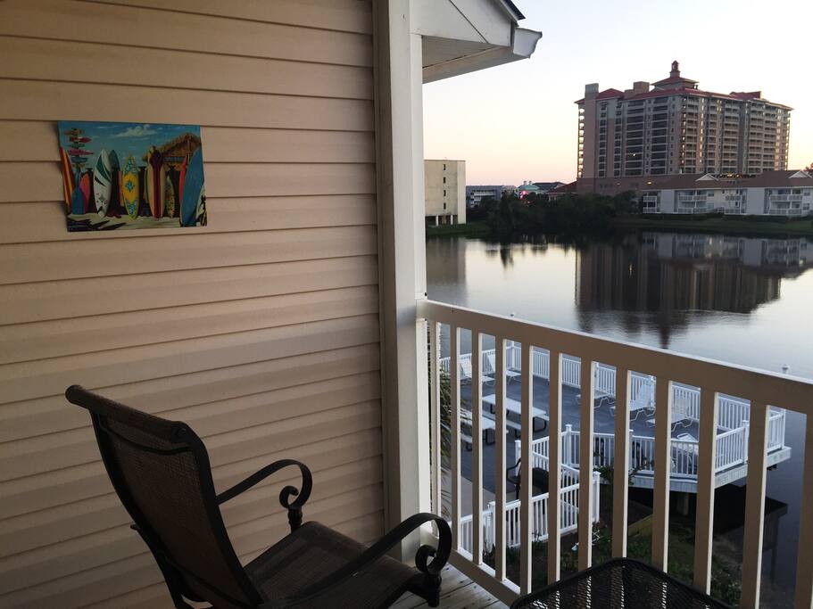 View of lake from balcony