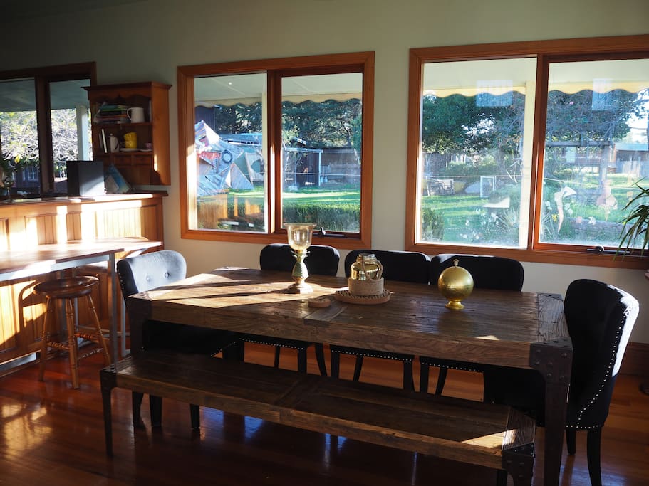 Dining space, fits 8 adults or bench for kids