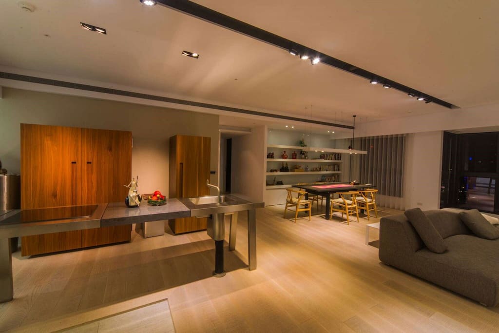 The living and dining space