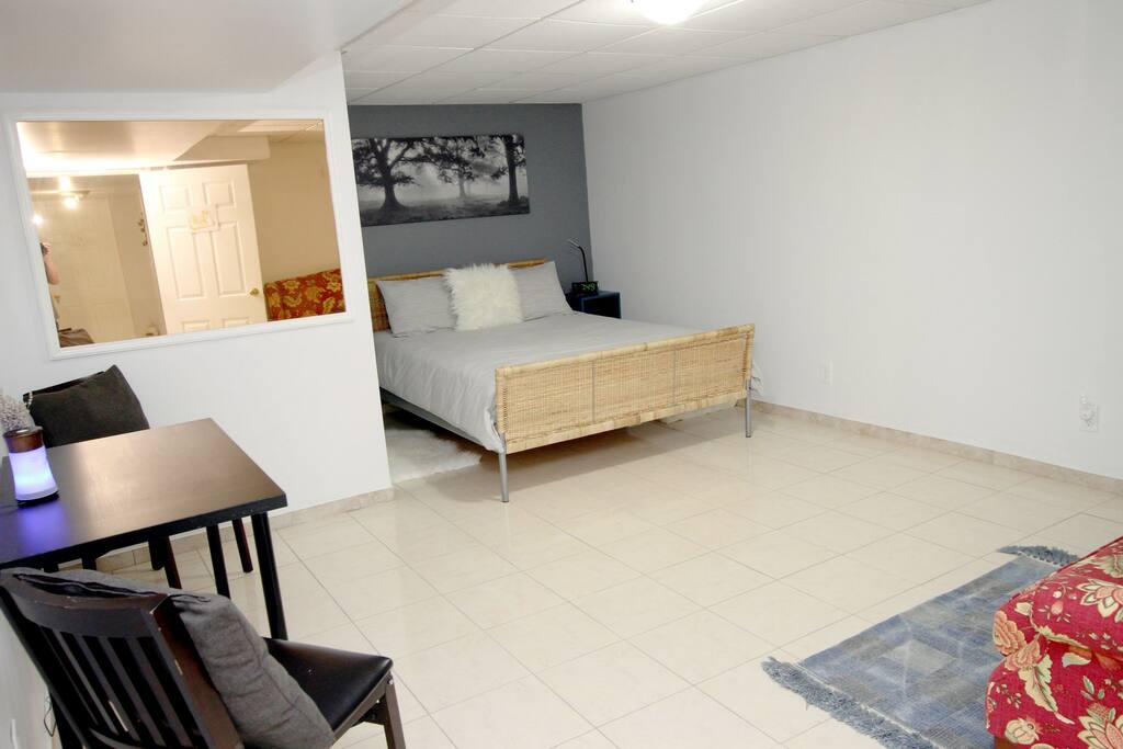 Queen Size Bed with Love Seat and Work Area