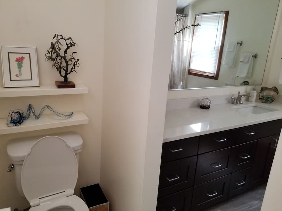 Toilet and Bathroom.