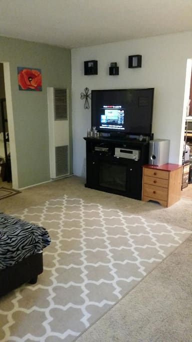 Living room with 60" TV full Surround Sound